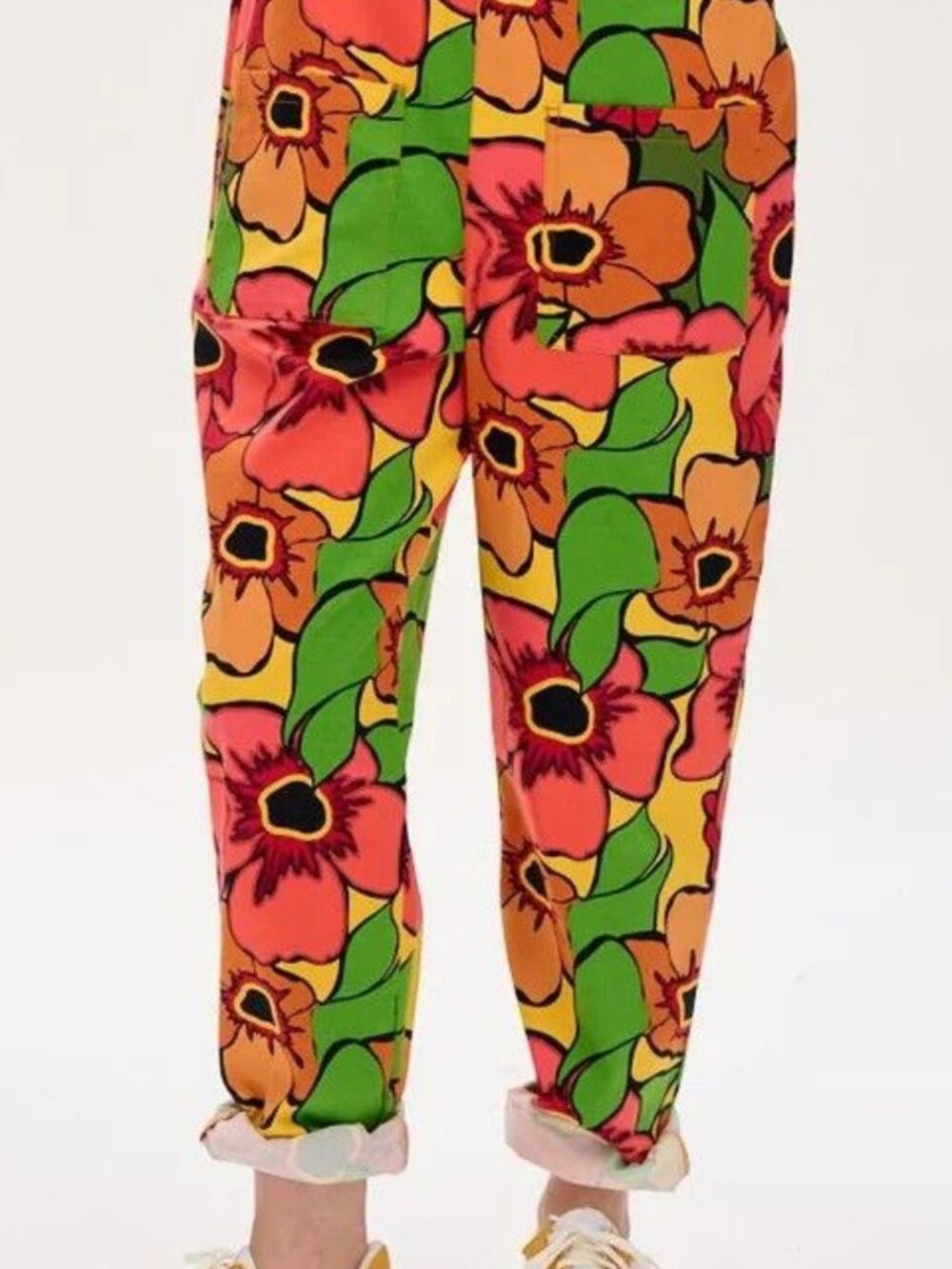 Lucy & Yak Original Dungarees Flower Power Print US 18 EUC Organic Cotton - Picture 3 of 8